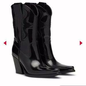 Diesel Western Cowboy Black Leather Boots us size 8.5